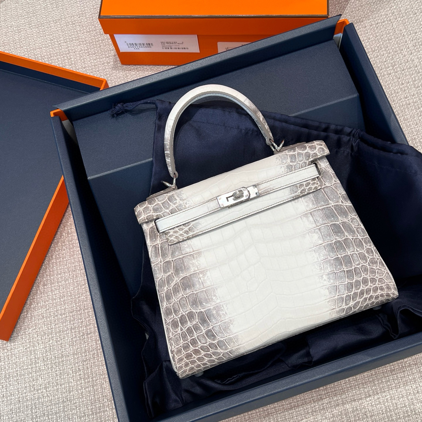 에르메스 Hermes Kelly 25cm HENG LONG Himalaya/silver