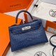 에르메스 Hermes Mini Kelly Hcp Alligator Aizome/silver