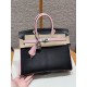 에르메스 Hermes Birkin 25cm Chèvre 89 Noir and 3Q Rose Sakura/silver