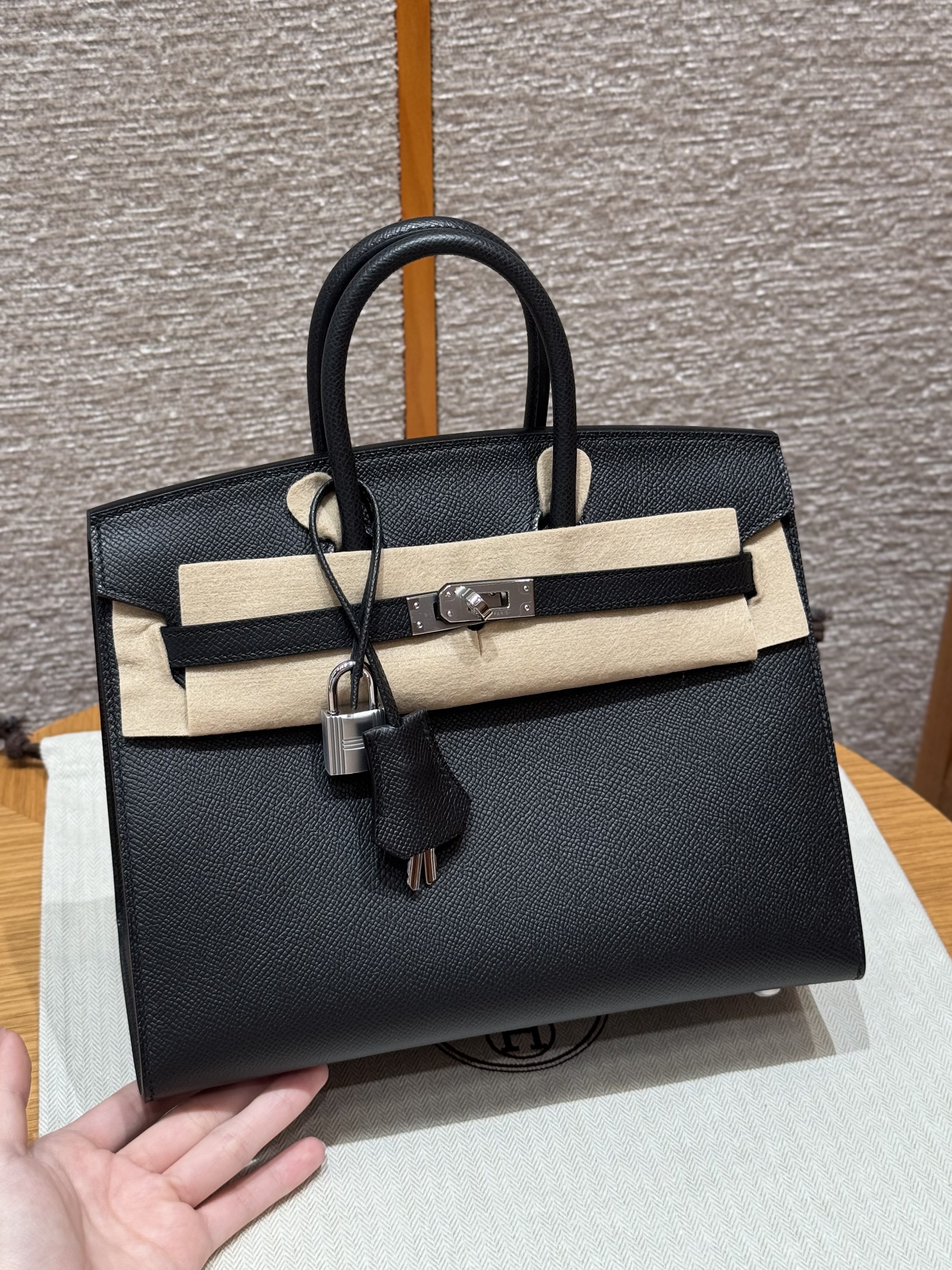 에르메스 Hermes Birkin 25cm Epsom 89 Noir/silver