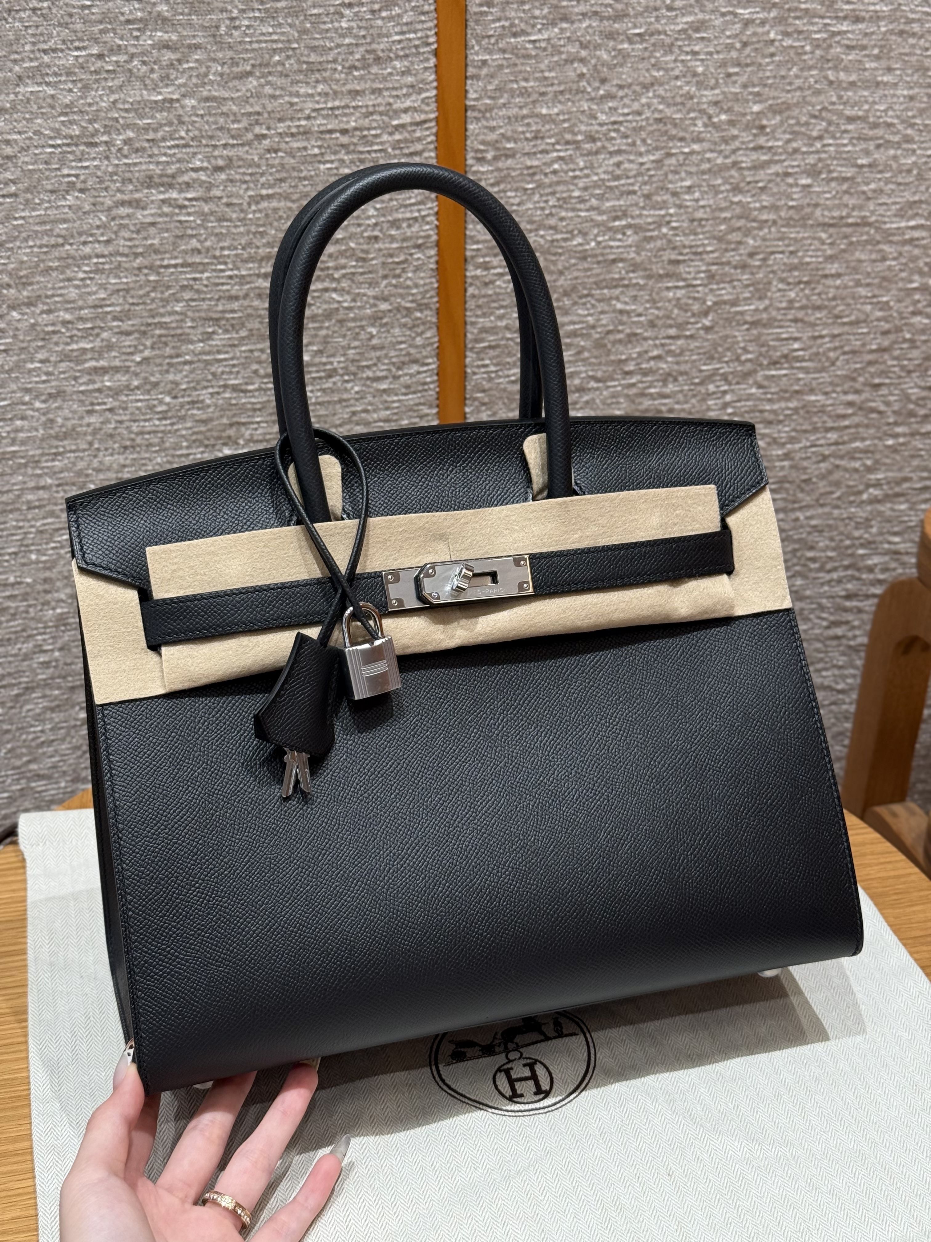 에르메스 Hermes Birkin 30cm Epsom 89 Noir/silver