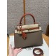 에르메스 Hermes Kelly 25cm Chèvre 18 Etoupe and 30 Noisette/gold