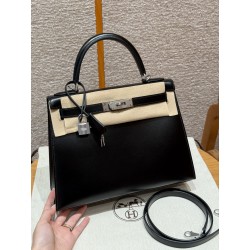 에르메스 Hermes Kelly 28cm Box 89 Noir/silver