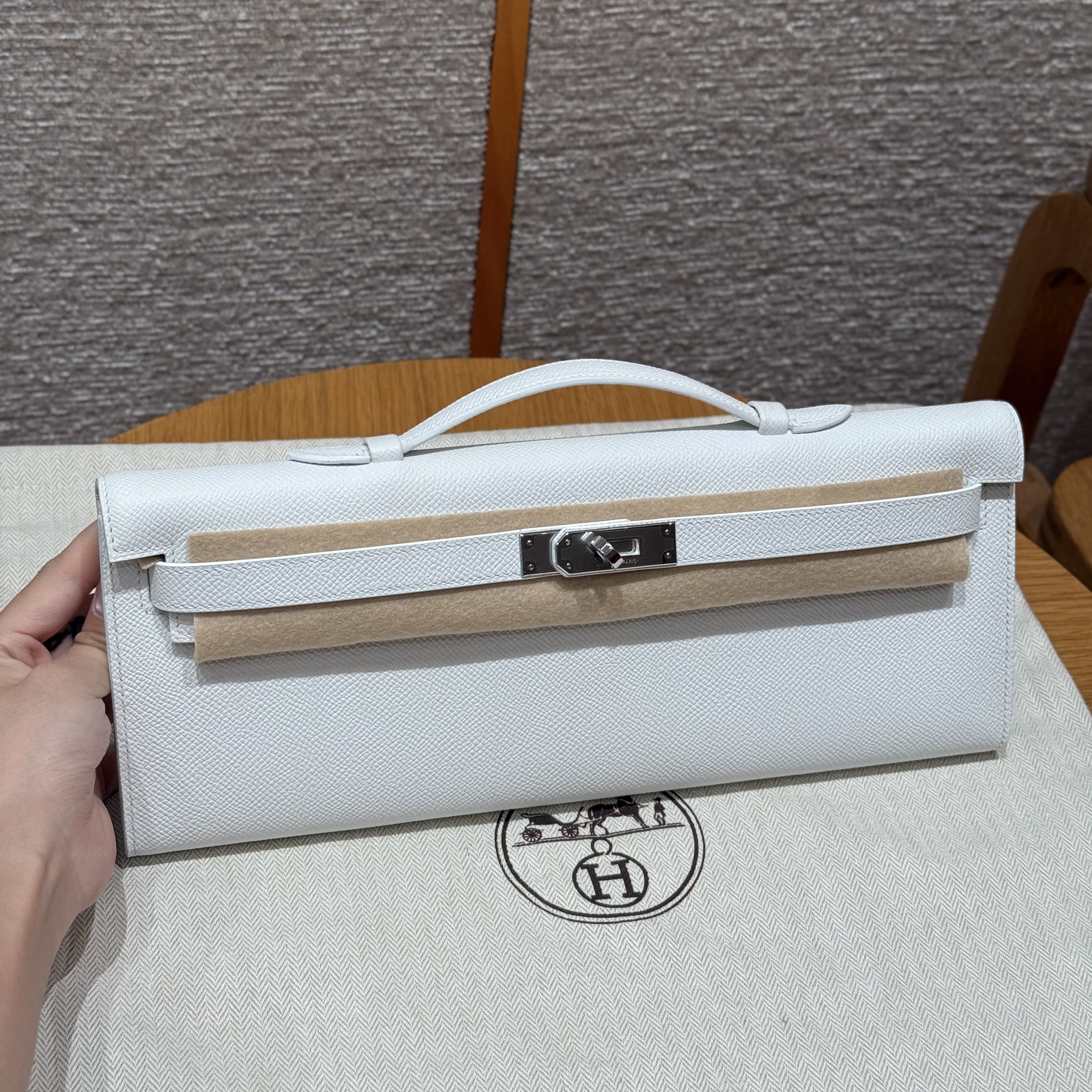 에르메스 Hermes Kelly cut 31cm Epsom 01 Blanc/silver