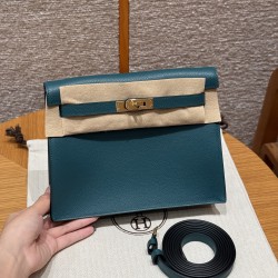 에르메스 Hermes Kelly danse 22cm evercolor WO Vert Bosphore/gold