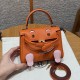 에르메스 Hermes Kelly Doll 16cm Swift 93 Orange and 3Q Rose Sakura/gold