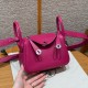 에르메스 Hermes Mini Lindy 19cm Clemence L3 Rose Purple/silver