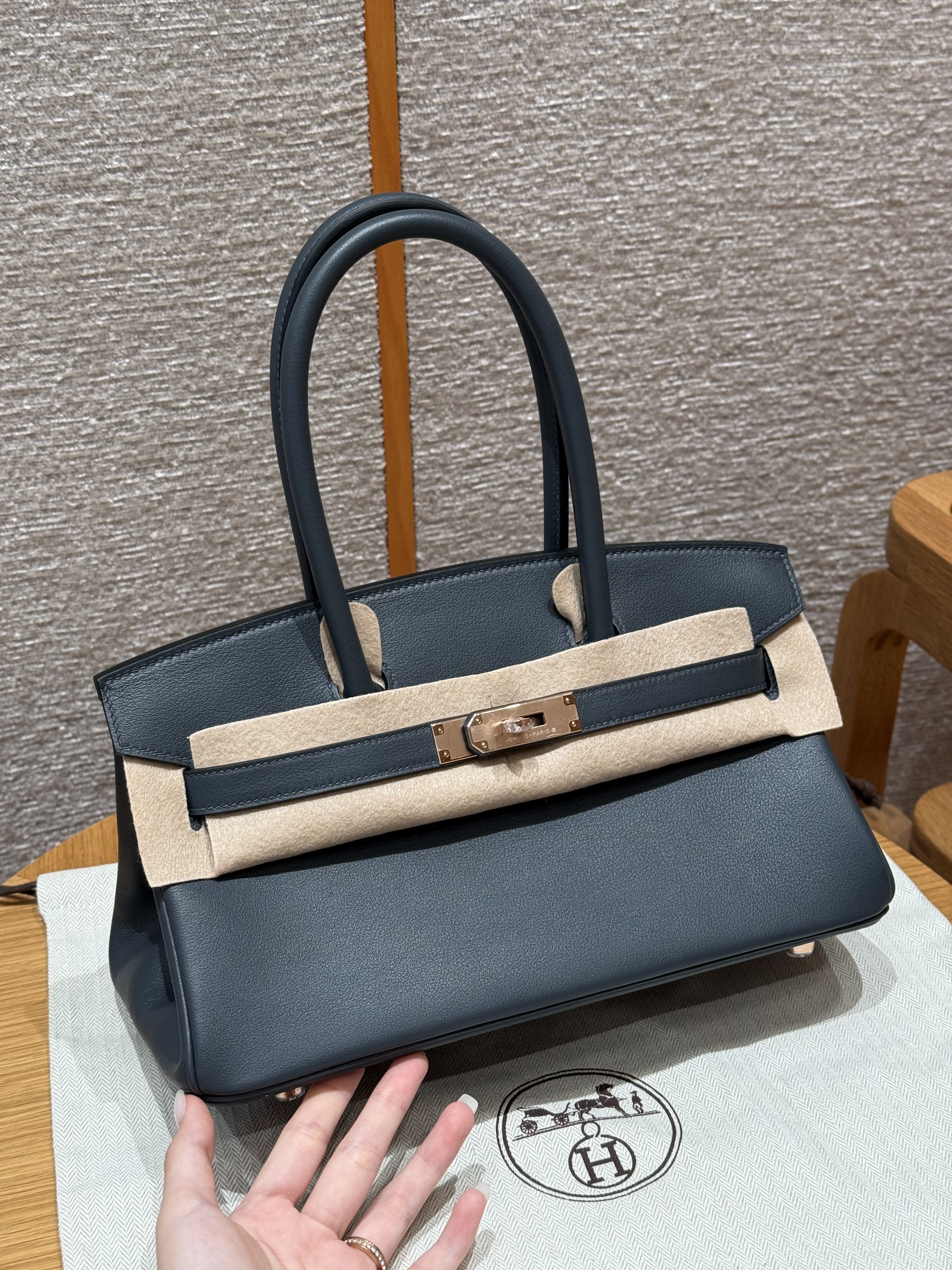 에르메스 Hermes Shoulder Birkin 29cm Swift 85 Ardoise/Rose Gold