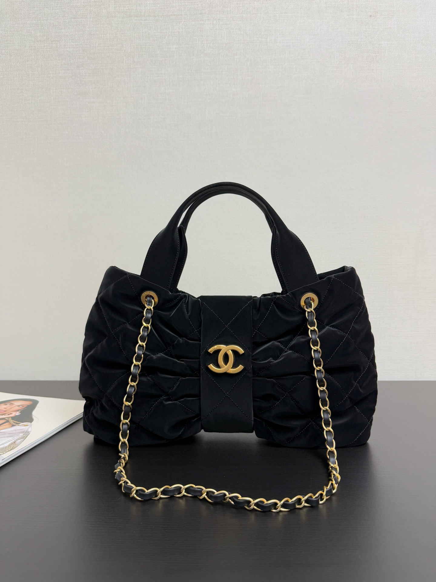 샤넬 Chanel 25k AS5851 Bow Bag 99516 Black 38cm