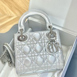 디올 Dior Mini Lady Dior Bag silver 17cm