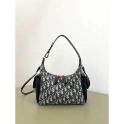 디올 Dior Medium D-Dream Bag Blue Oblique Jacquard 28cm