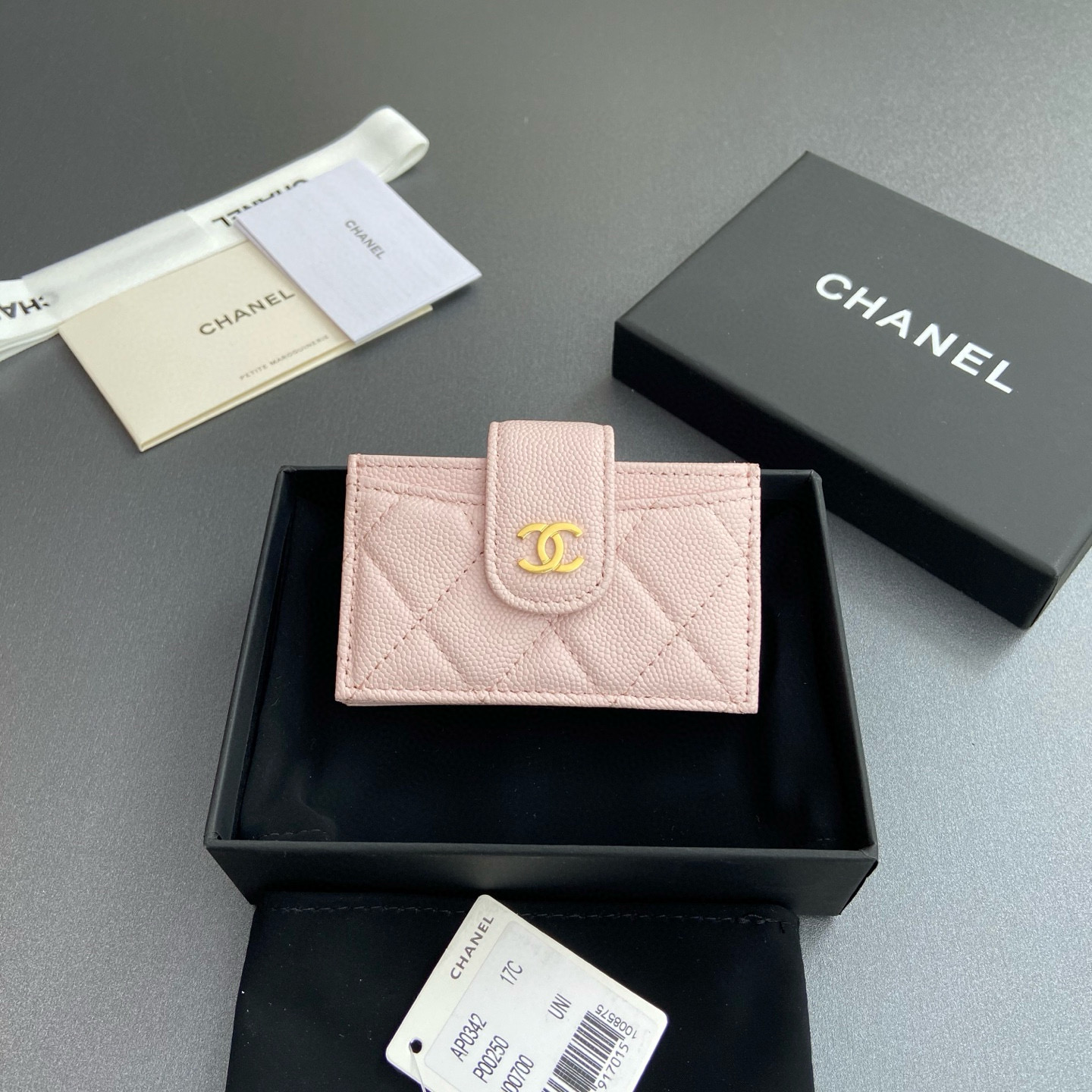 샤넬 Chanel 0342 Card Holder Light pink 10cm