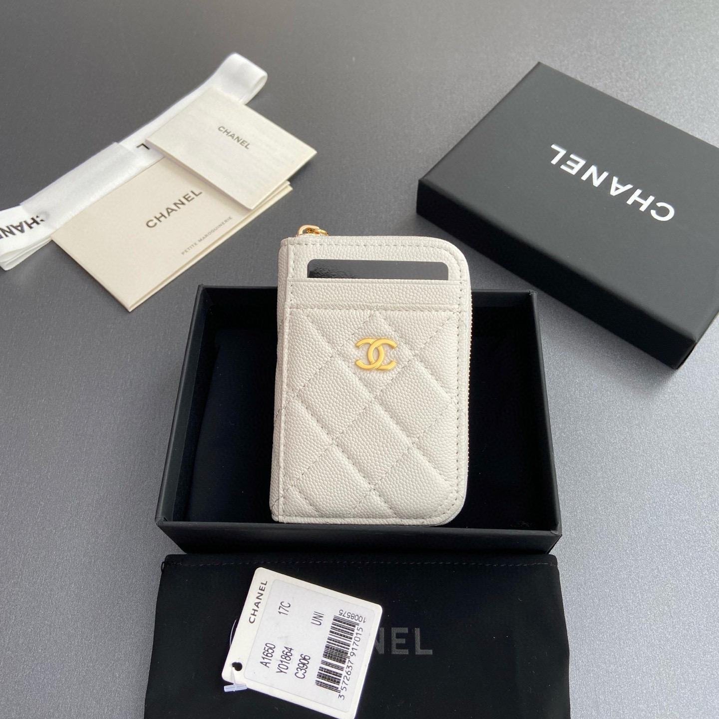 샤넬 Chanel 1650 Card Holder White 7.5cm