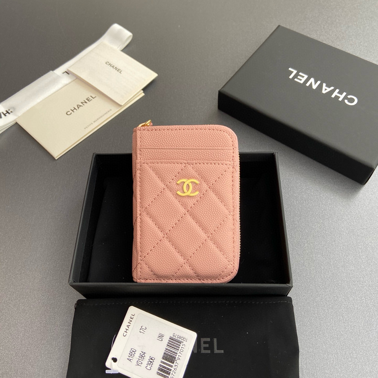 샤넬 Chanel 1650 Card Holder Pink 7.5cm