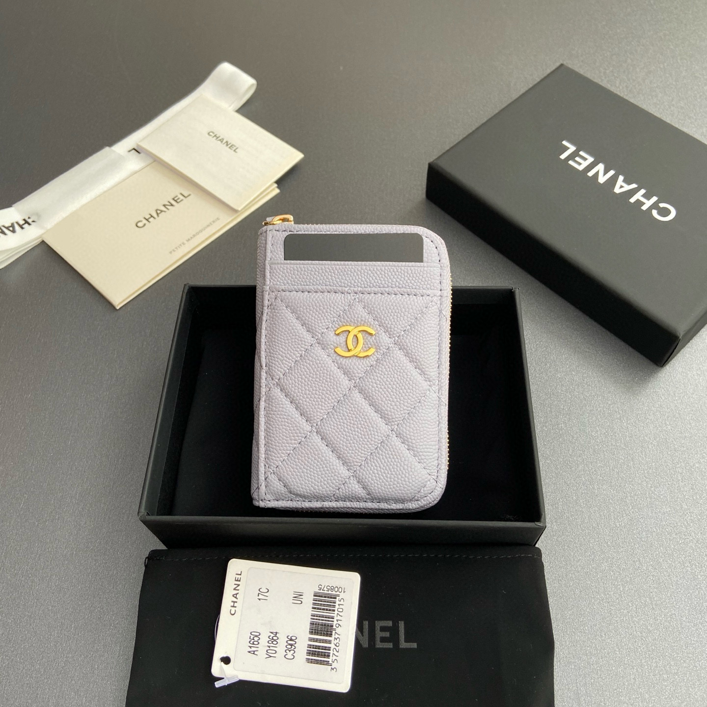 샤넬 Chanel 1650 Card Holder Light purple 7.5cm