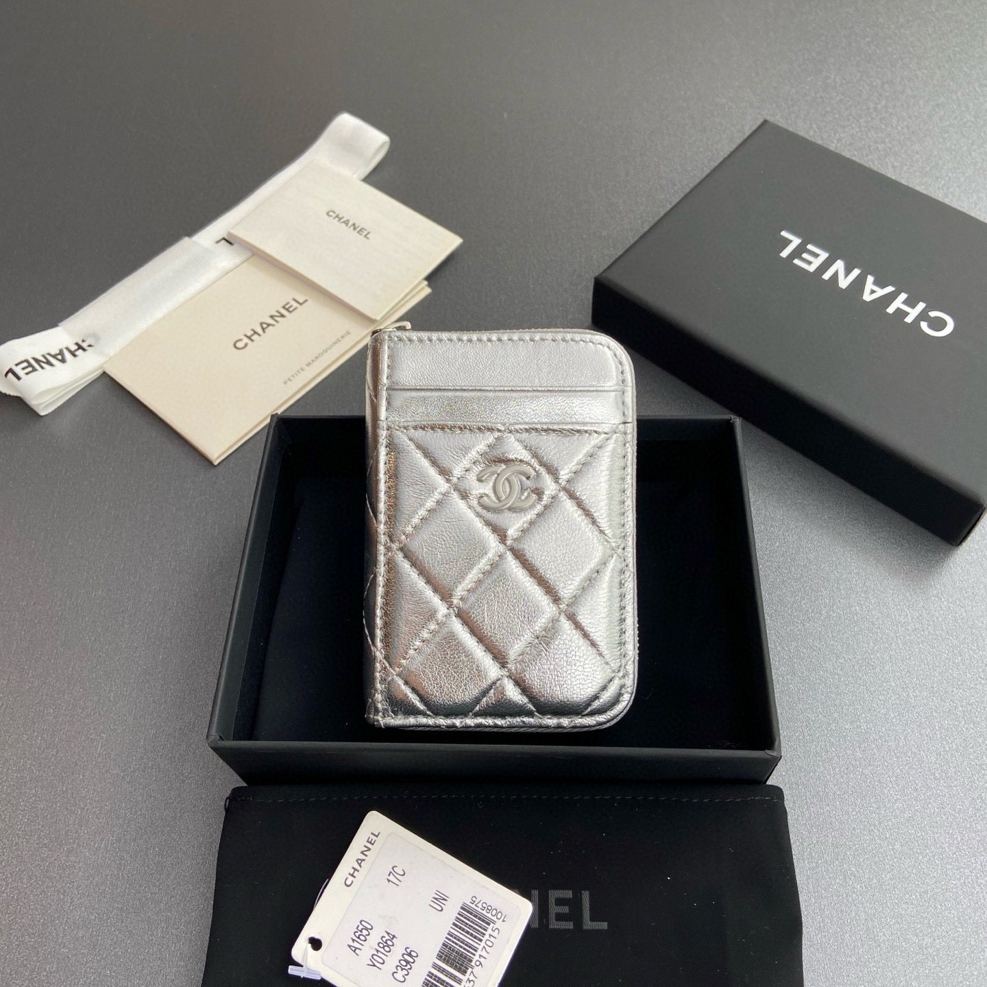 샤넬 Chanel 1650 Card Holder silver 7.5cm