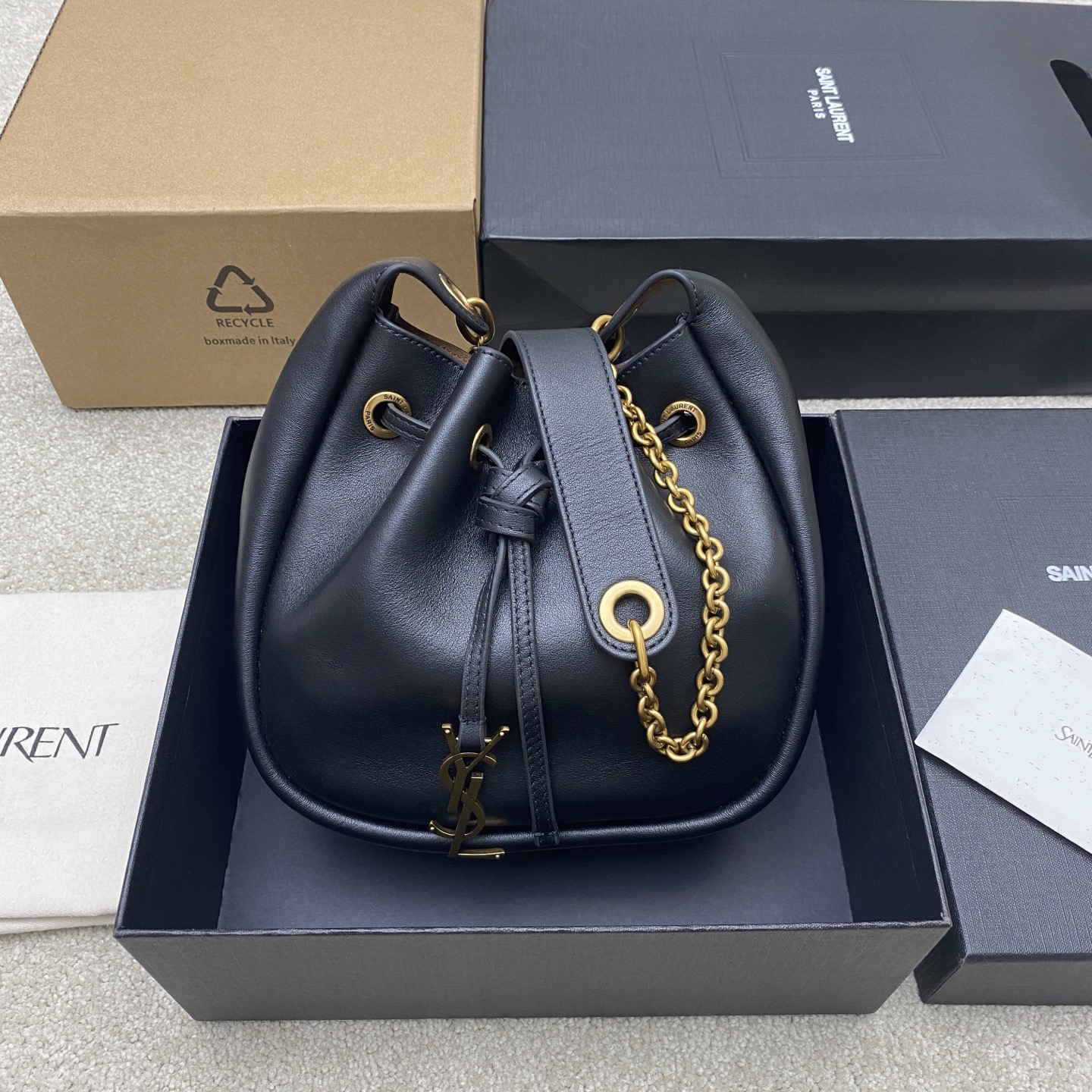 생로랑 Saint laurent/YSL 840888 Supple Bucket Bag Black