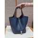 에르메스 Hermes Picotin lock 22cm clemence and Swift S4 Deep Blue and P9 Anemone/silver