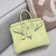 에르메스 Hermes Birkin 25cm Hcp Porosus R9 Jaune Bourgeon/silver