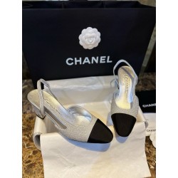 샤넬 CHANEL 23P G31318 Slingbacks 슬링 silver