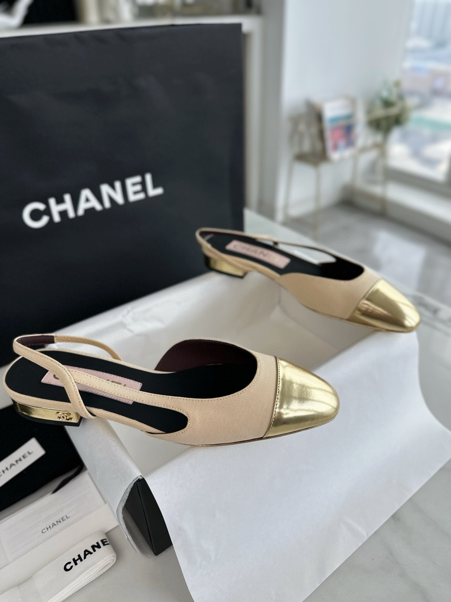 샤넬 CHANEL 24c G31319 Slingbacks 슬링 Beige