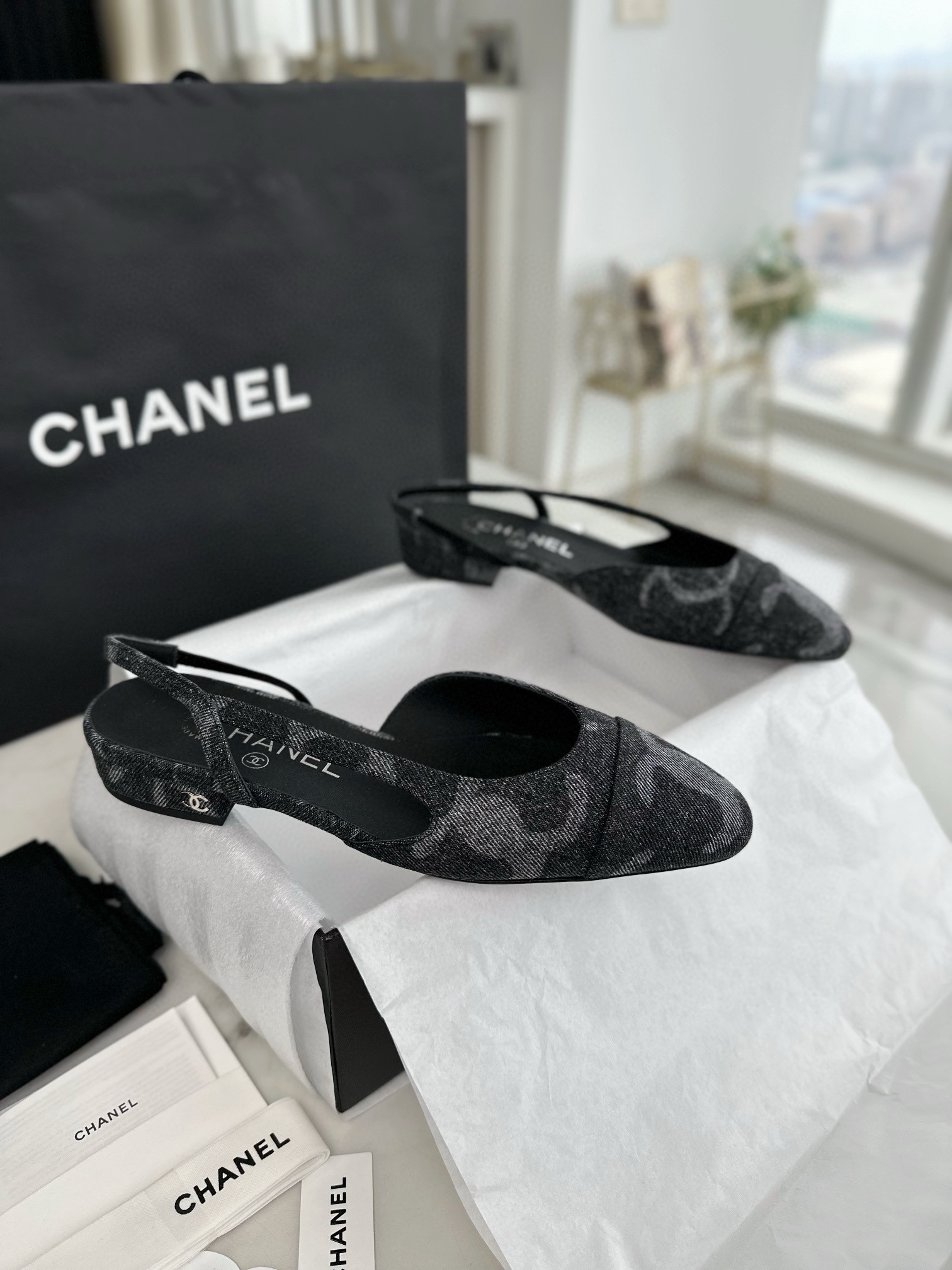 샤넬 CHANEL 24K G31319 Slingbacks 슬링 Black