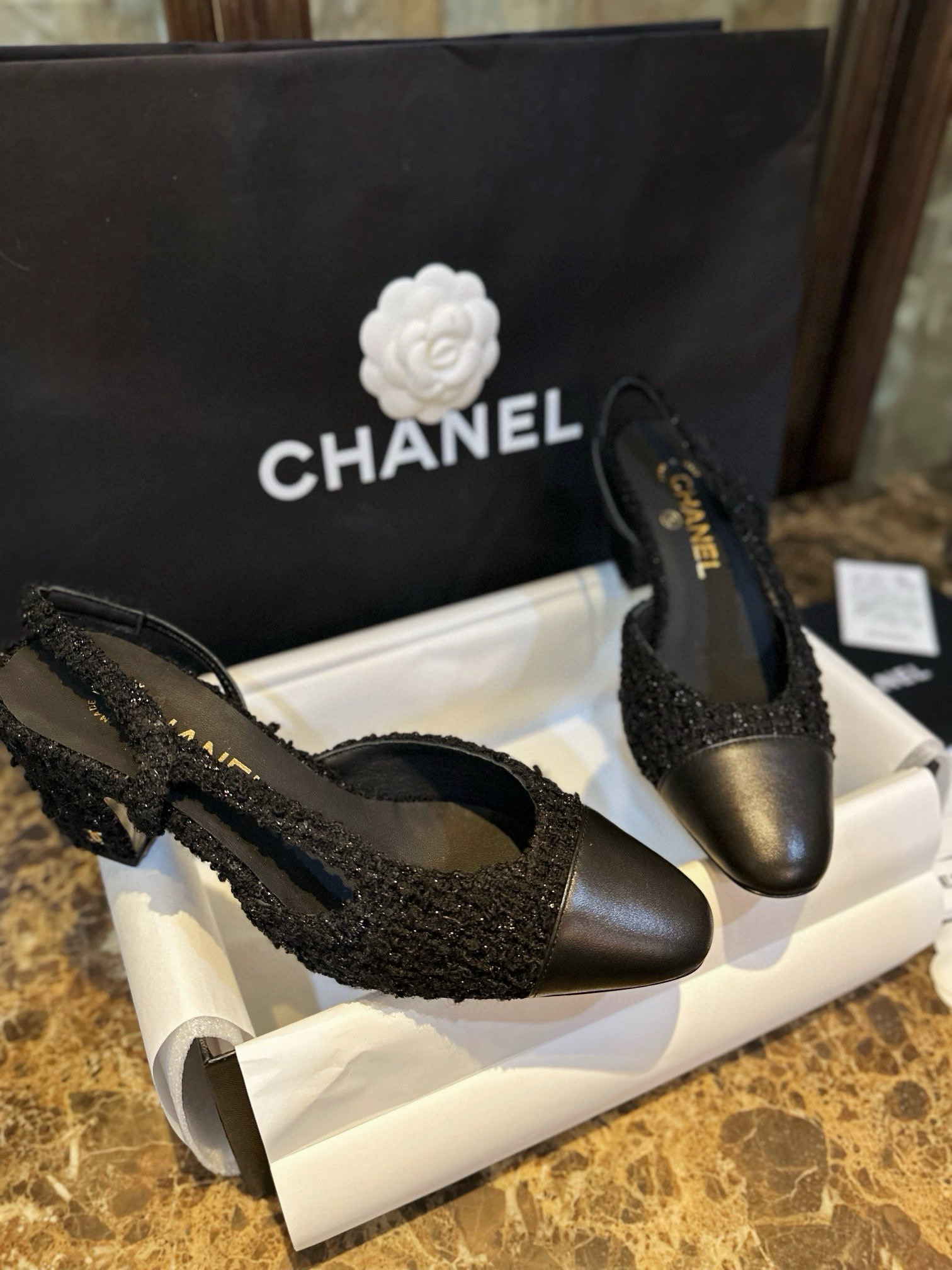 샤넬 CHANEL G31318 Slingbacks 슬링 Black