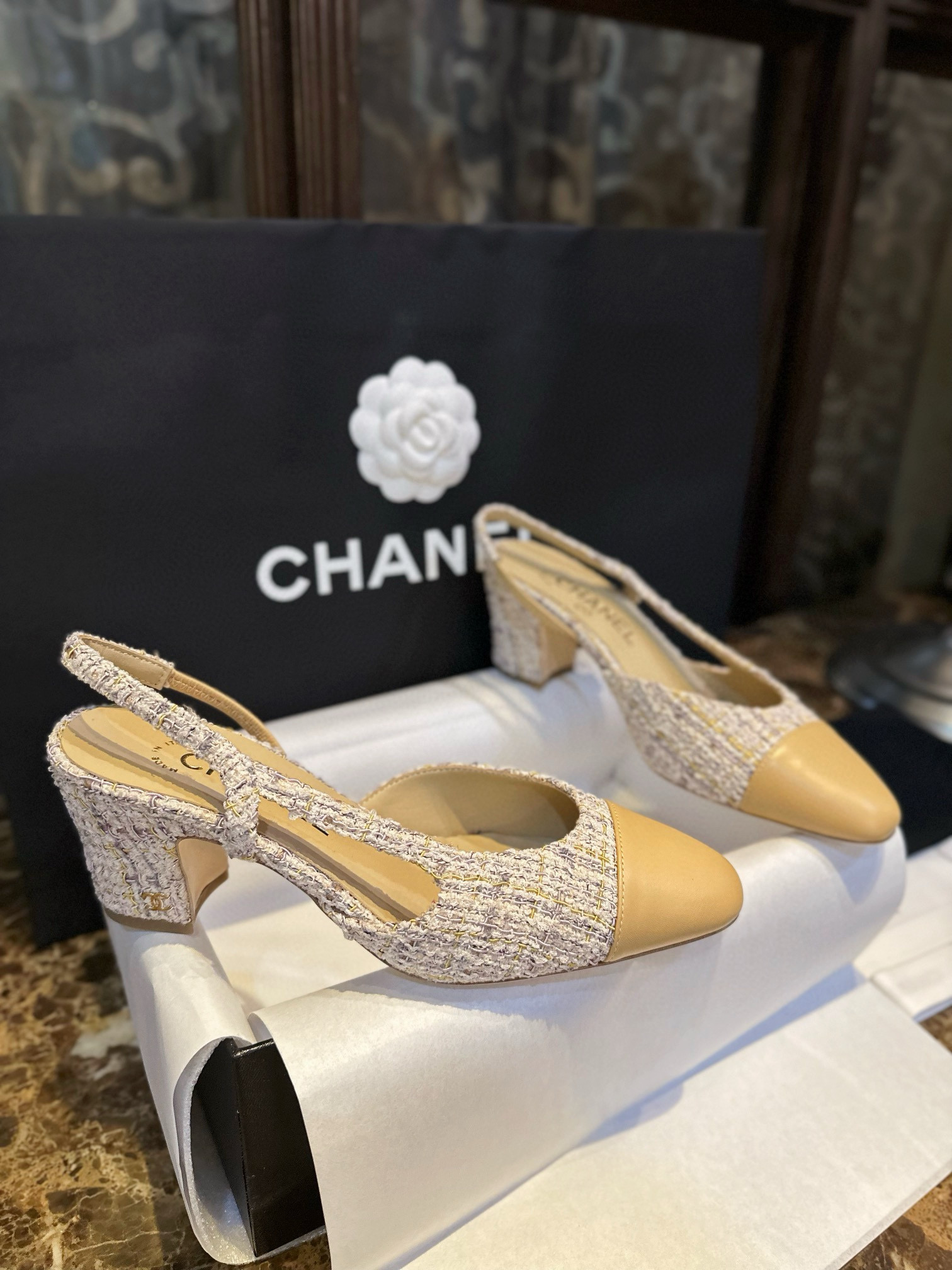 샤넬 CHANEL G31318 Slingbacks 슬링 Apricot