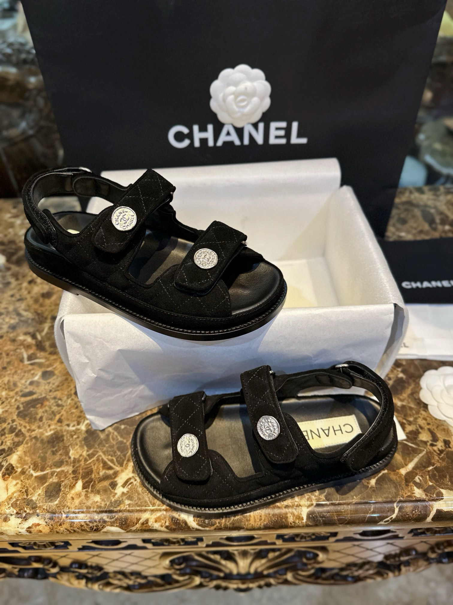 샤넬 CHANEL 22C G35927 샌들 Black
