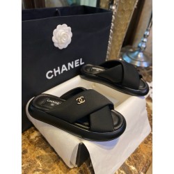 샤넬 CHANEL 22S G38864 Mules 샌들 패브릭 Black
