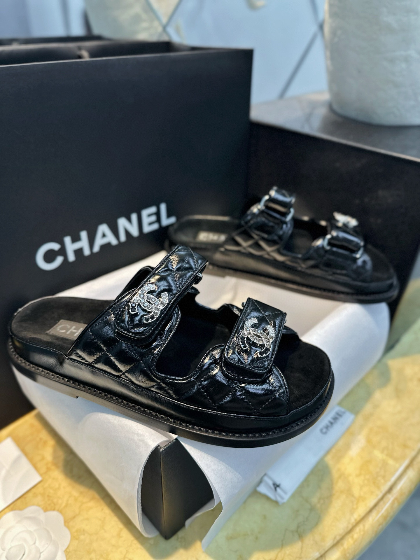 샤넬 CHANEL 25P Mules 뮬 Black
