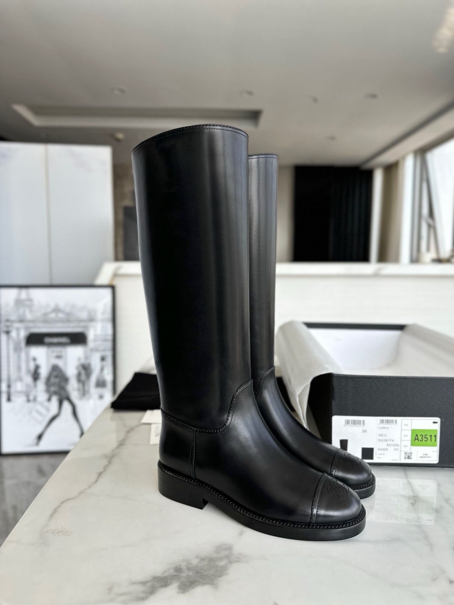 샤넬 CHANEL 23 G38174 하이 부츠 Black