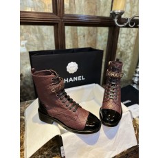 샤넬 CHANEL 23A 앵클 부츠 Wine red