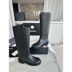 샤넬 CHANEL 24P G39614 싸이 하이 부츠 Black