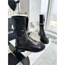 샤넬 CHANEL G37808 레이스업 램스킨 카프스킨 Black