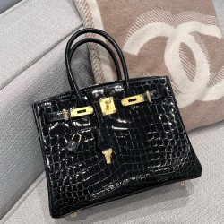 에르메스 Hermes Birkin 30cm France Hcp crocodile Niloticus 89 Noir/gold