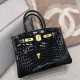 에르메스 Hermes Birkin 30cm France Hcp crocodile Niloticus 89 Noir/gold