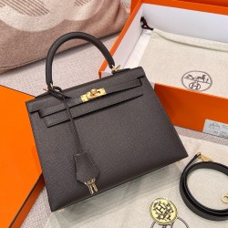 에르메스 Hermes Kelly 25cm Epsom 46 Ebene/gold
