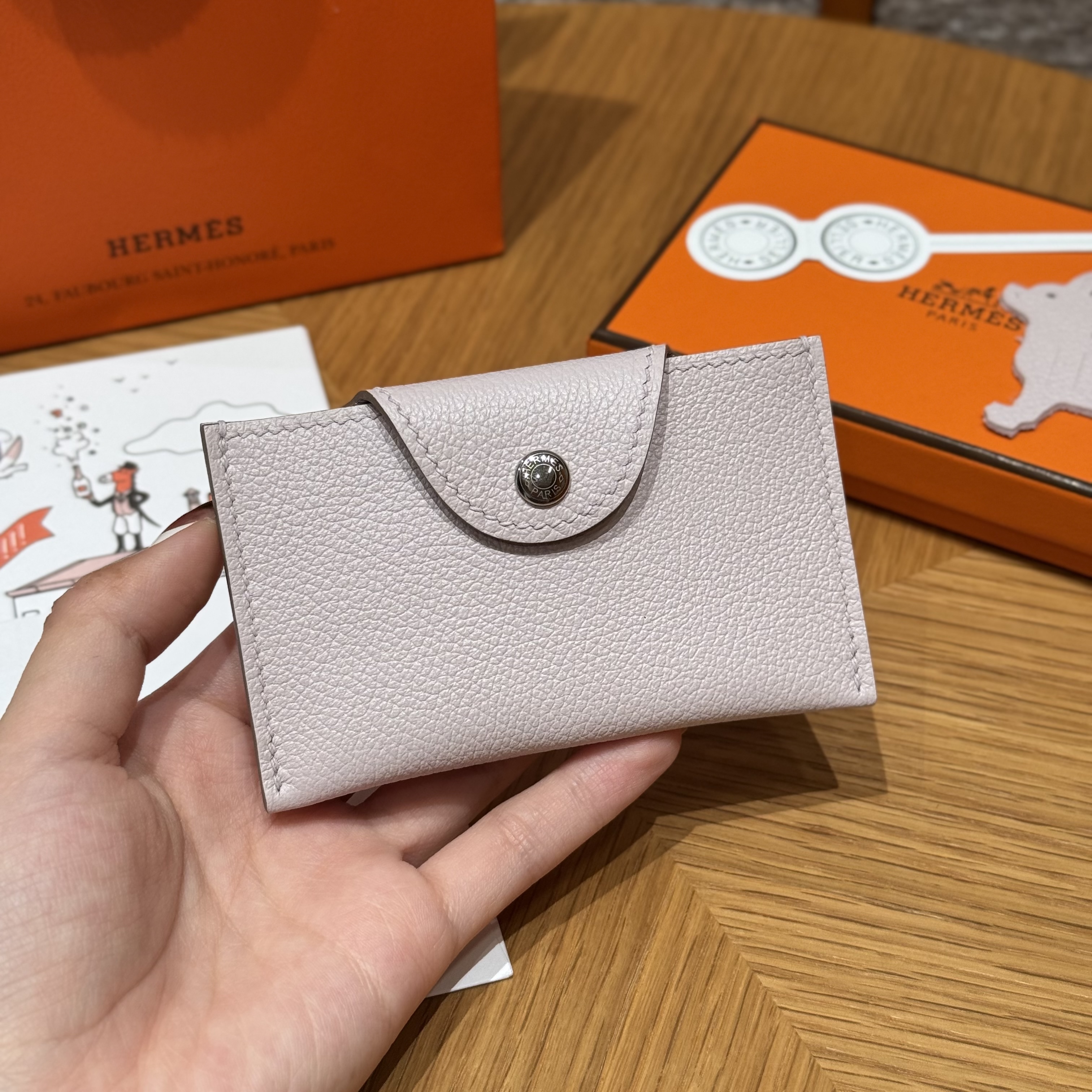 에르메스 Hermes Iliade 10.5cm Evercolor 09 Mauve pale/silver