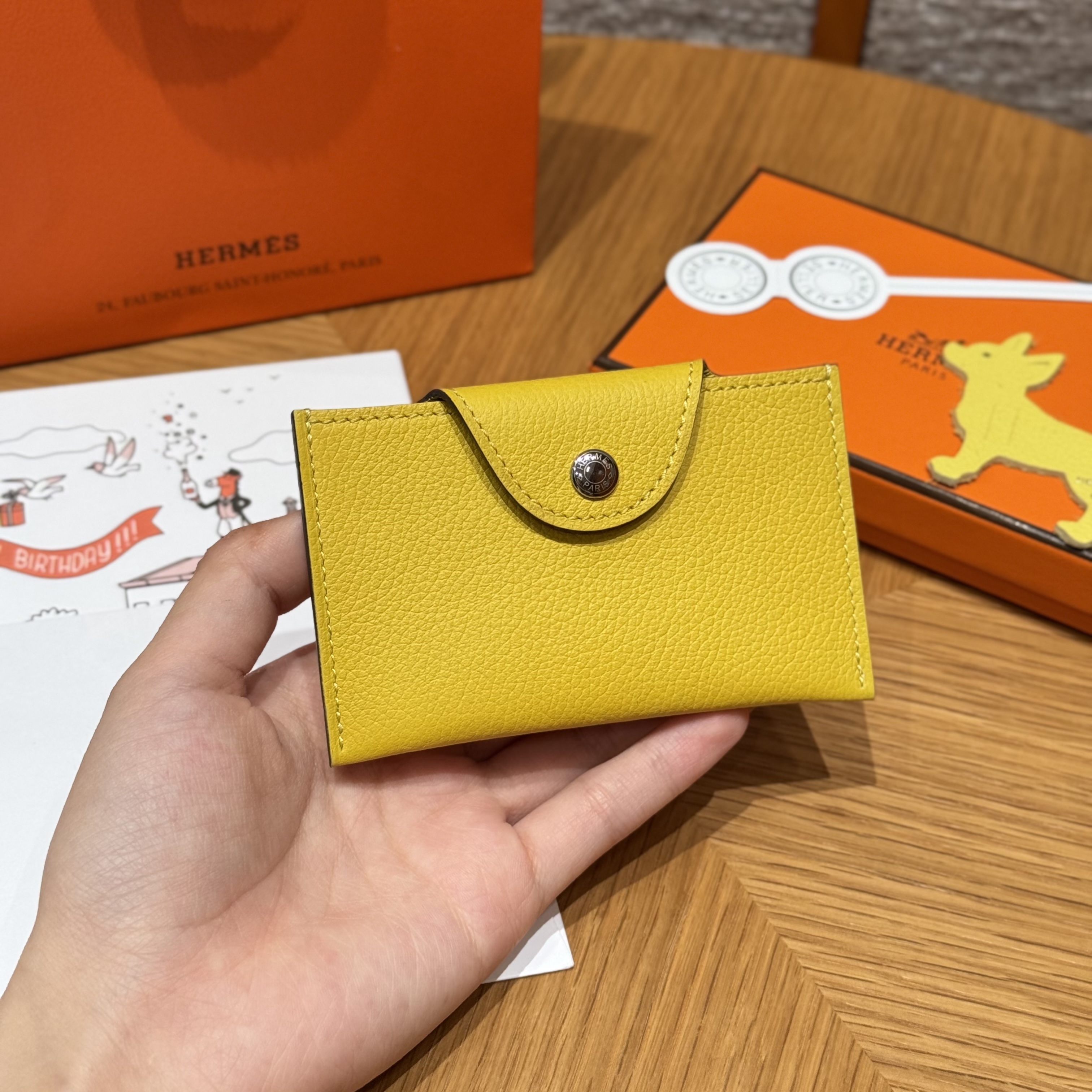 에르메스 Hermes Iliade 10.5cm Evercolor 9O Jaune Naples/silver