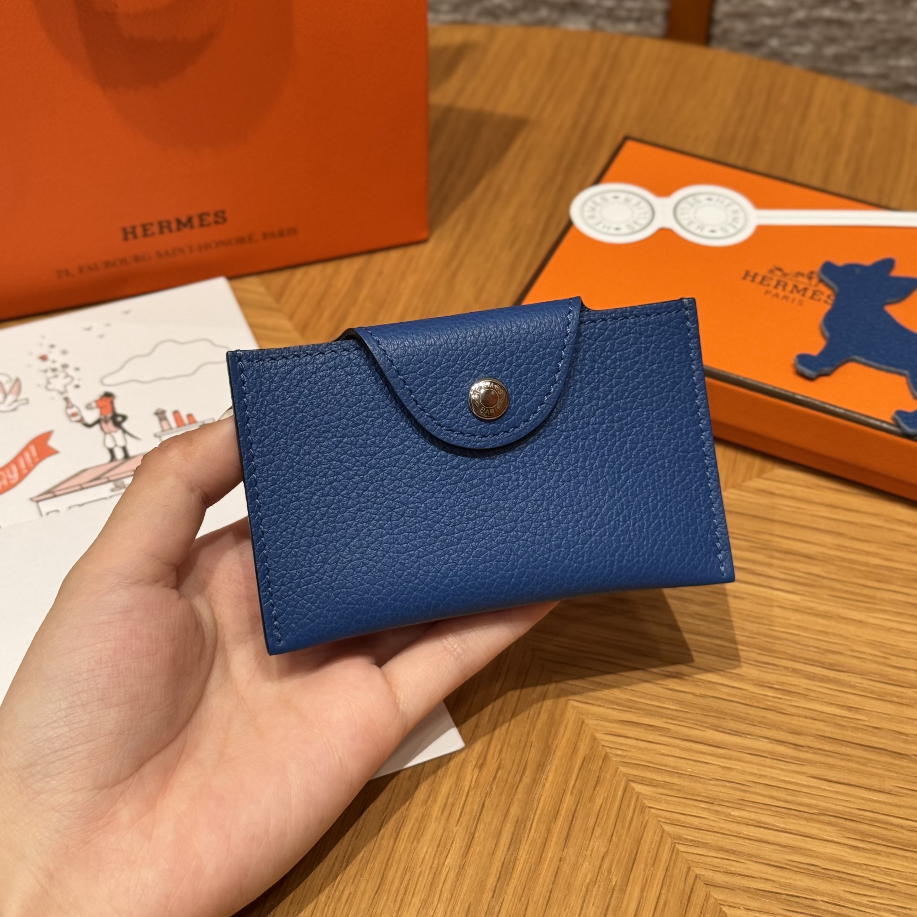 에르메스 Hermes Iliade 10.5cm Evercolor 71 Blue France/silver