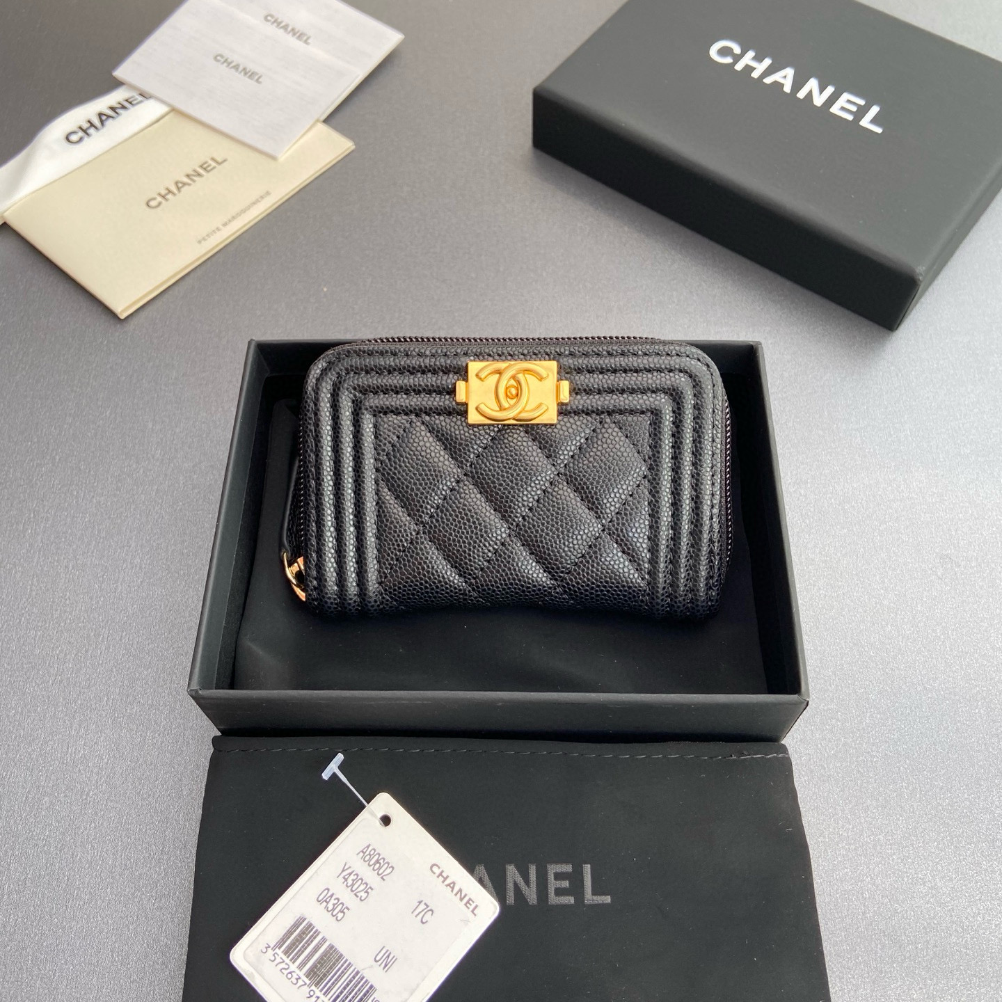 샤넬 Chanel A80602 지갑 Black&gold