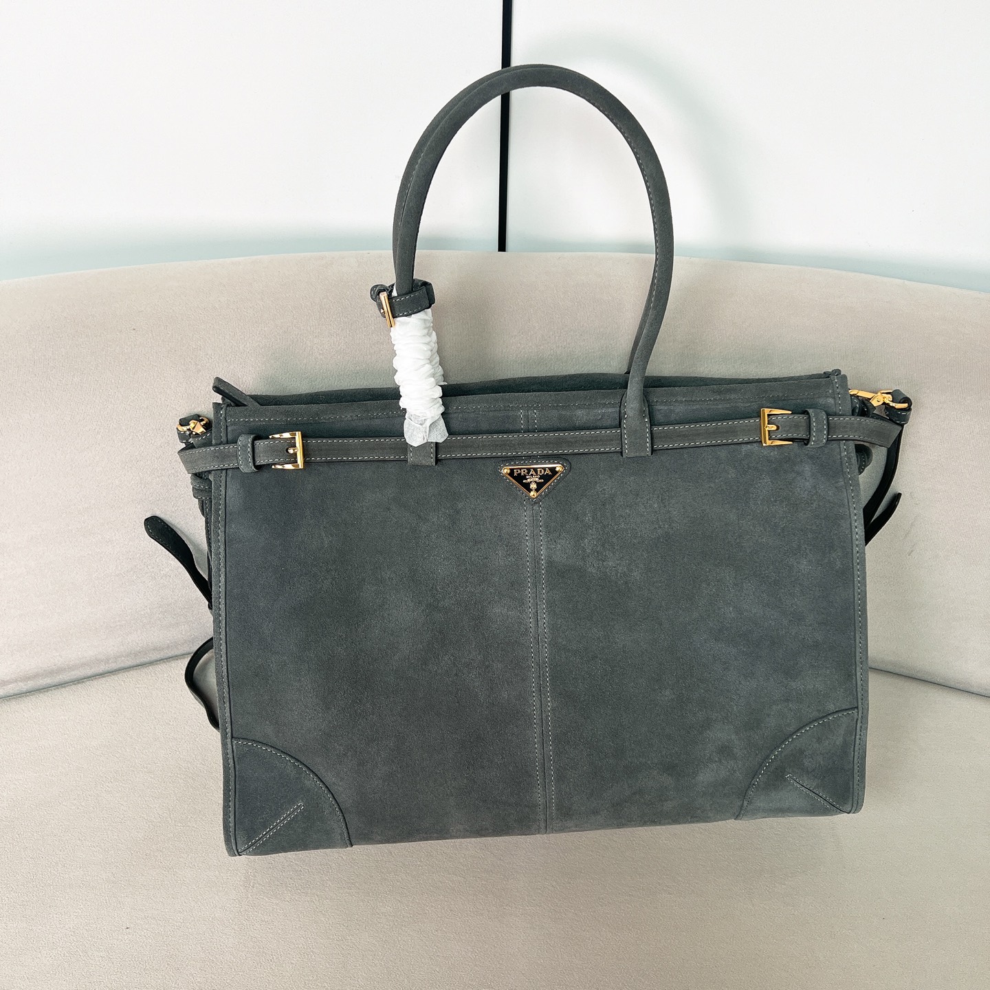 프라다 Prada 1BA439 보니 엑스트라 라지 가죽 핸드백