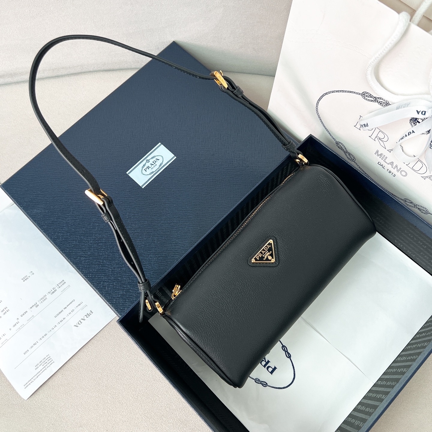 프라다 Prada 1BC239 가죽 파우치 22cm