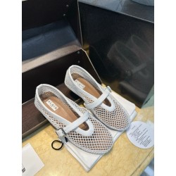 알라이아 Alaia Ballet Flats in Fishnet White