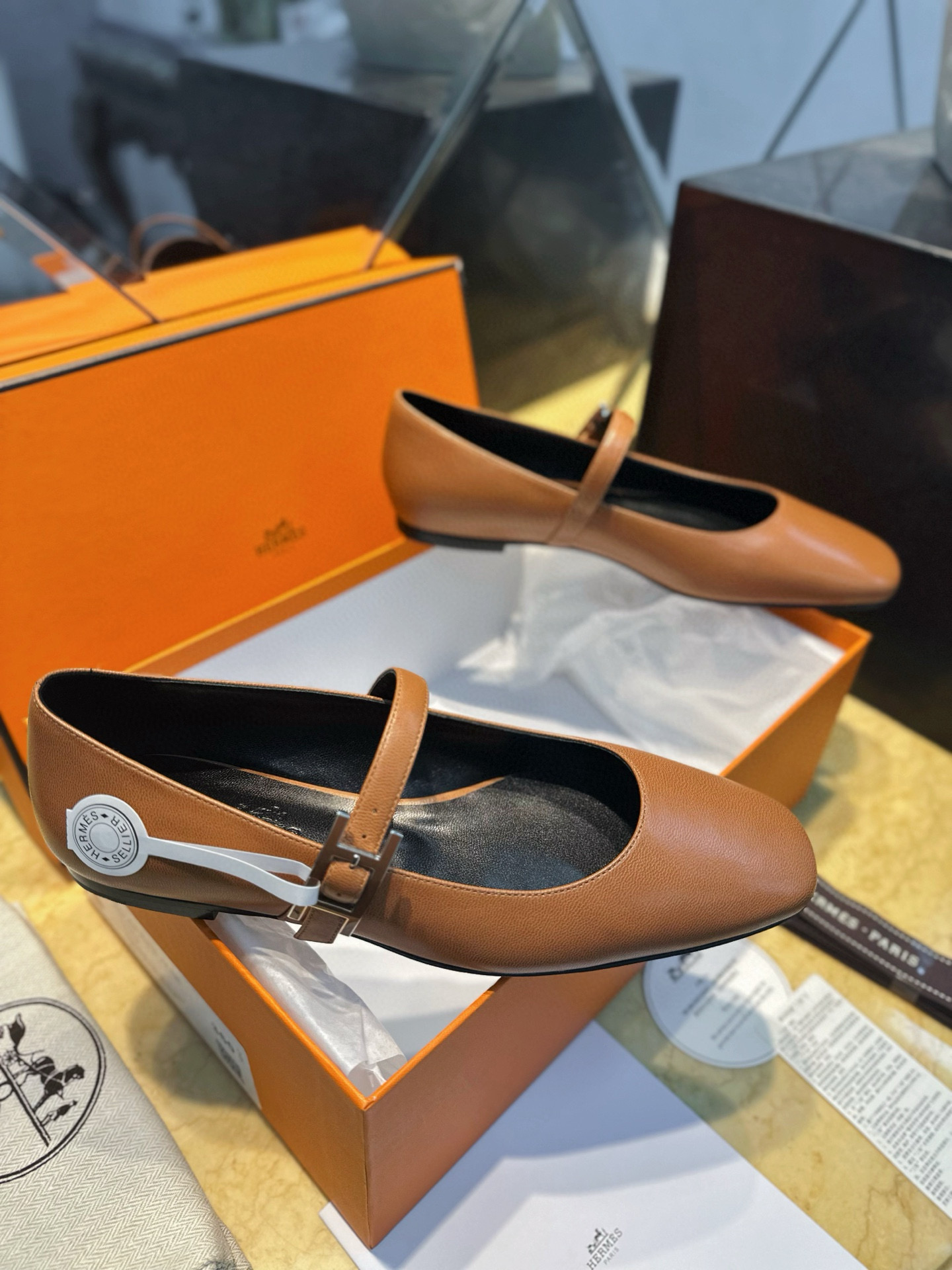 에르메스 Hermes Jane 플랫 Brown