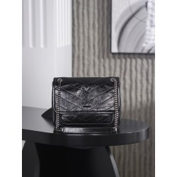 생로랑 Saint laurent/YSL 633151 Niki Baby Chain Bag In Crocodile-Embossed Leather Black 21cm