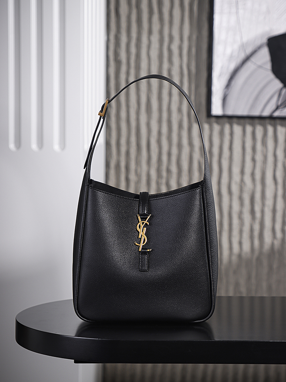 생로랑 Saint laurent/YSL 713938 Small Le 5 A 7 Supple Shoulder Bag Black 23cm