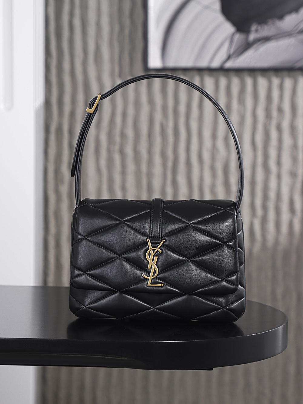 생로랑 Saint laurent/YSL 698567 Quilted Lambskin LE 57 Shoulder Bag Black 24cm