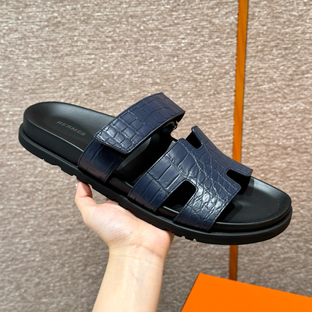 에르메스 Hermes 180 Chypre sandal  Matte Alligator&73 Blue saphir